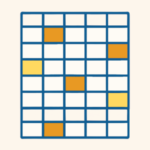 grid of calendar with orange and yellow colored squares