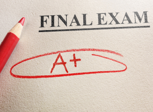 final exam with an A plus grade
