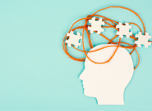 brain with puzzle pieces coming out of the head