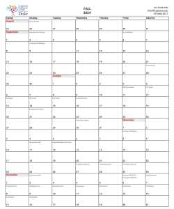 image of 16 week calendar, black grid lines on white paper with title Fall 2024