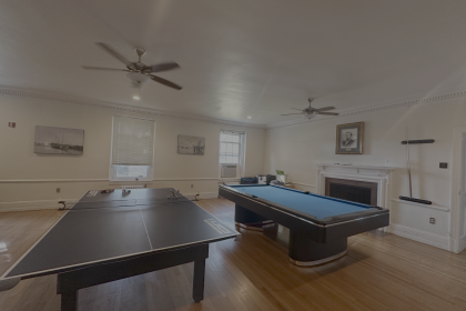 image of tables and chairs and pool table in Alspaugh