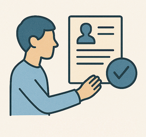 line drawing icon person holding a letter