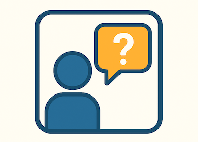 line drawing of 1 person with a talk bubble