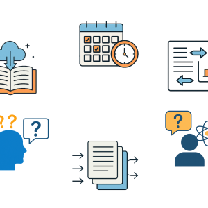 image with icons for study strategies that work