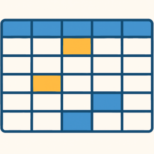 grid with color blocks to represent weekly calendar